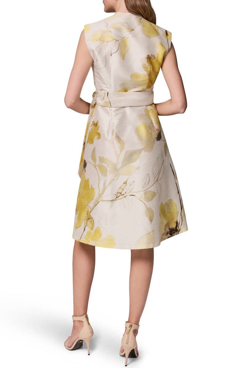 Donna Karan New York Floral Print Wrap Dress, Alternate, color, Limoncello