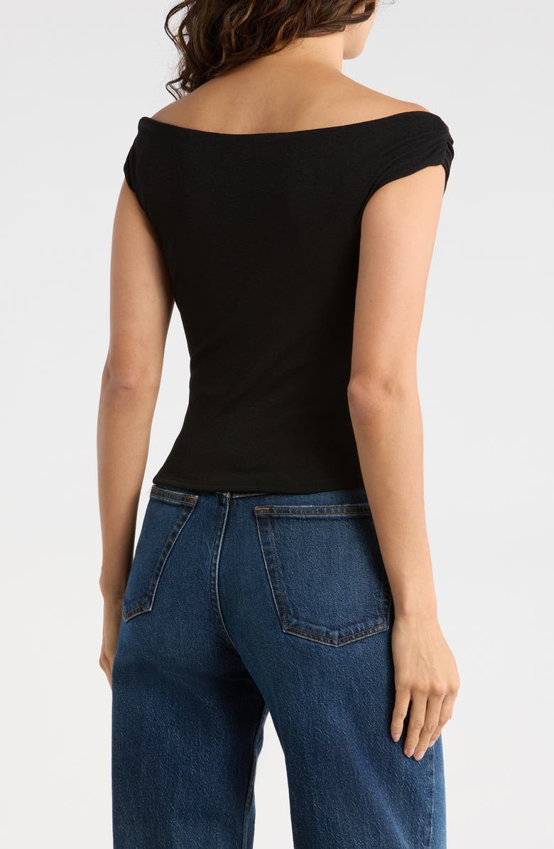 Madden Girl Drape Neck Off the Shoulder Top, Alternate, color, Black