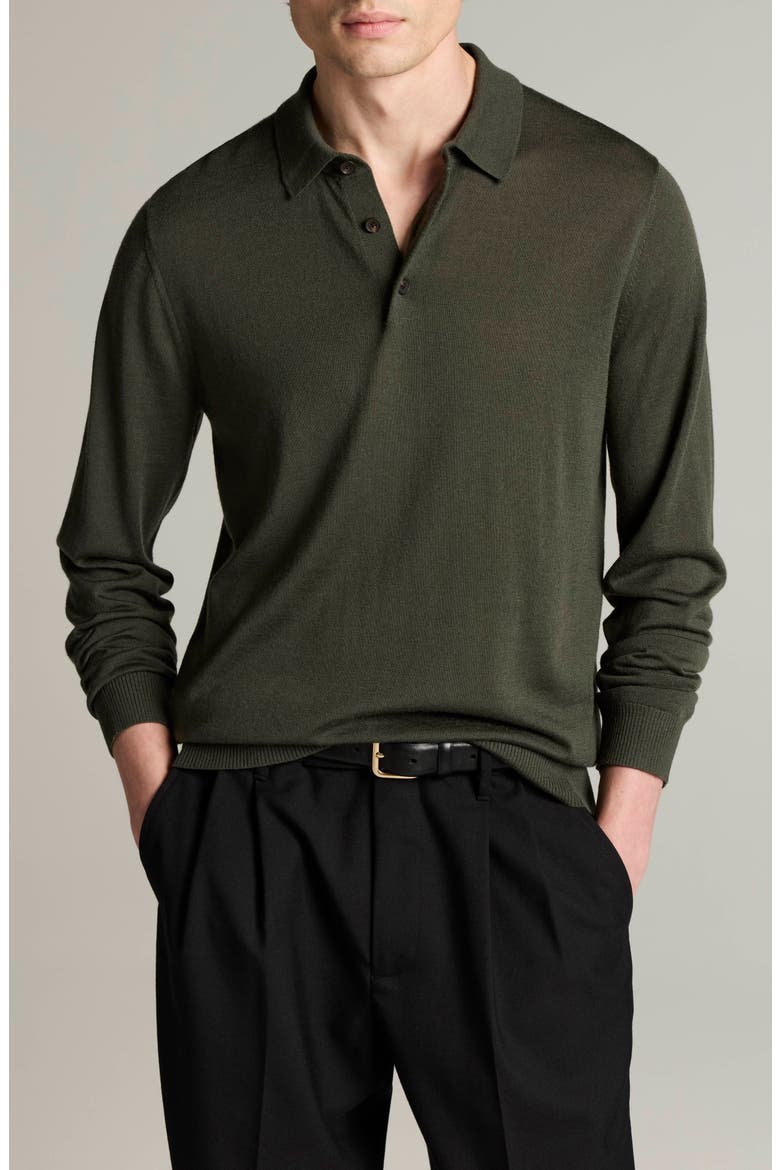 Vince Long Sleeve Merino Wool Polo (Men) | Nordstrom