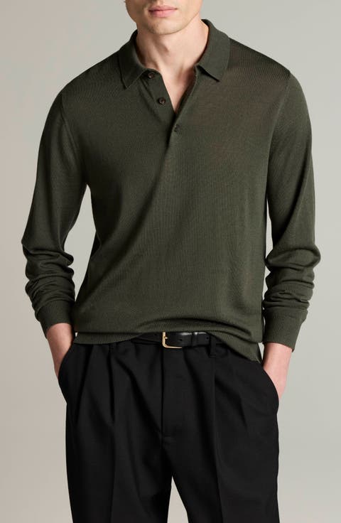 Long Sleeve Merino Wool Polo