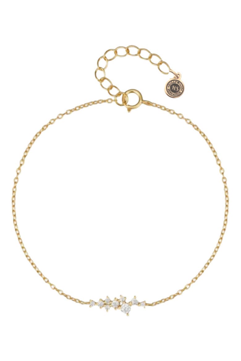 Perla Chain Link Bracelet with Round Cut Cubic Zirconia Cluster, Main, color, Gold