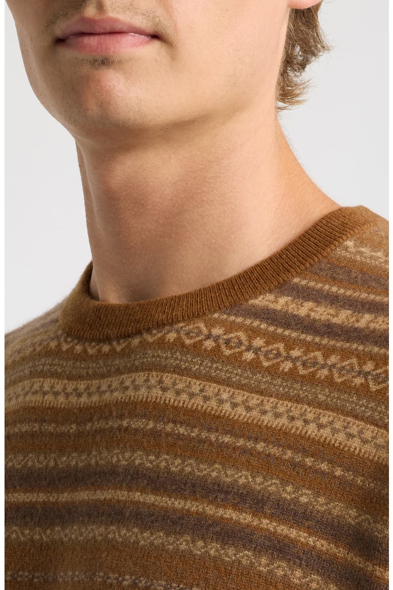 Saddle Fair Isle Wool & Cashmere Sweater, Alternate, color, DARK AMBER