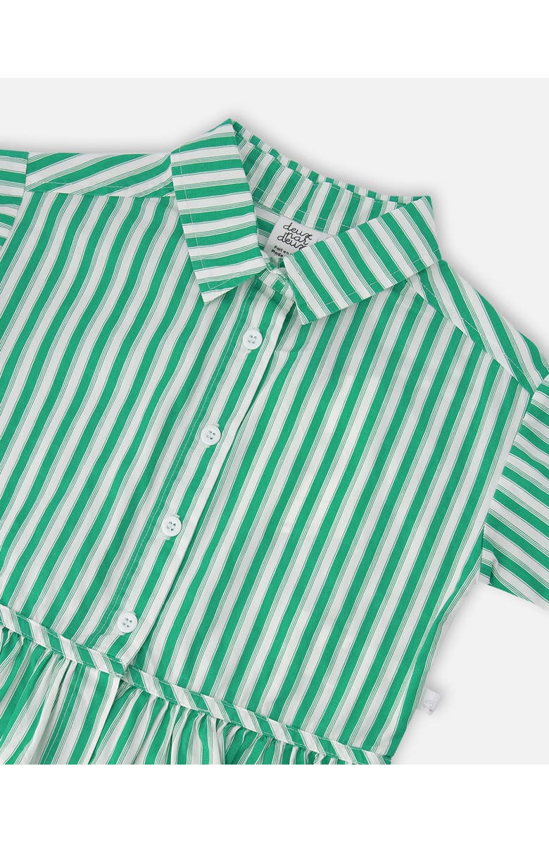 Deux par Deux Short Sleeve Striped Button Down Shirt, Alternate, color, Green Stripes
