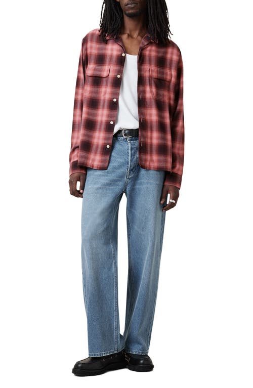 Allsaints Aalto Plaid Long Sleeve Button-up Shirt In Pink