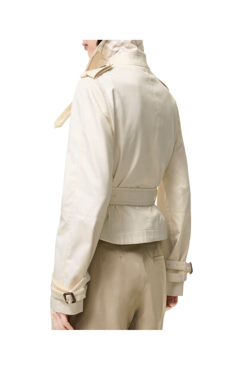 Burberry Cropped Tropical Gabardine Trench Jacket, Alternate, color, Tundra White