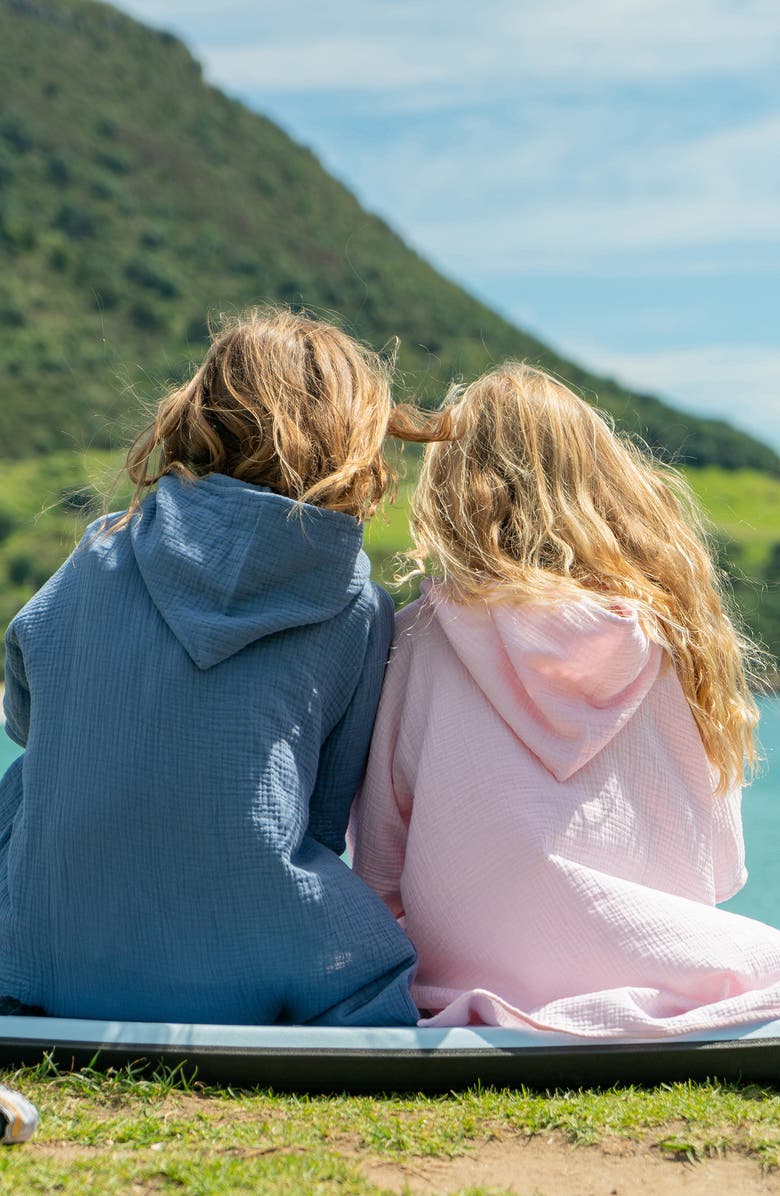 Snapper Rock Kids' Hooded Cotton Cover-Up Poncho, Alternate, color, Blue