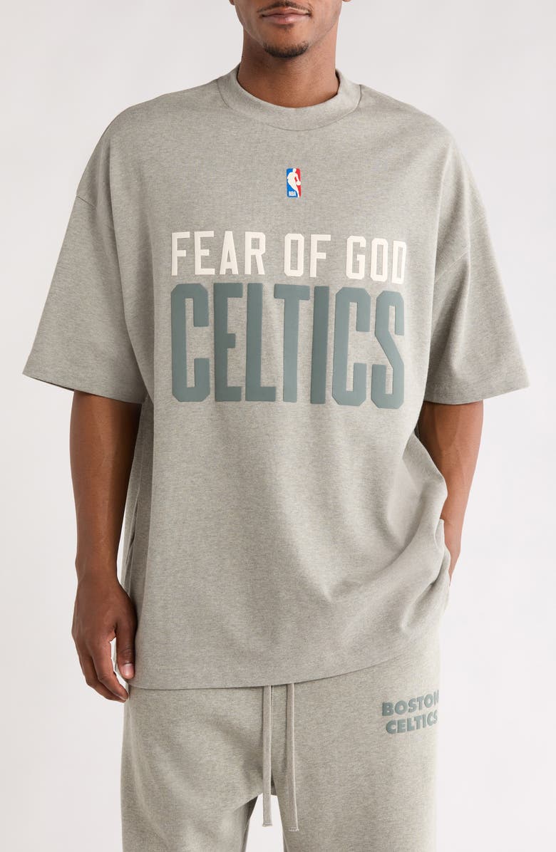 Fear of God Essentials x NBA '90s Fit Celtics Graphic T-Shirt, Main, color, Concrete Heather