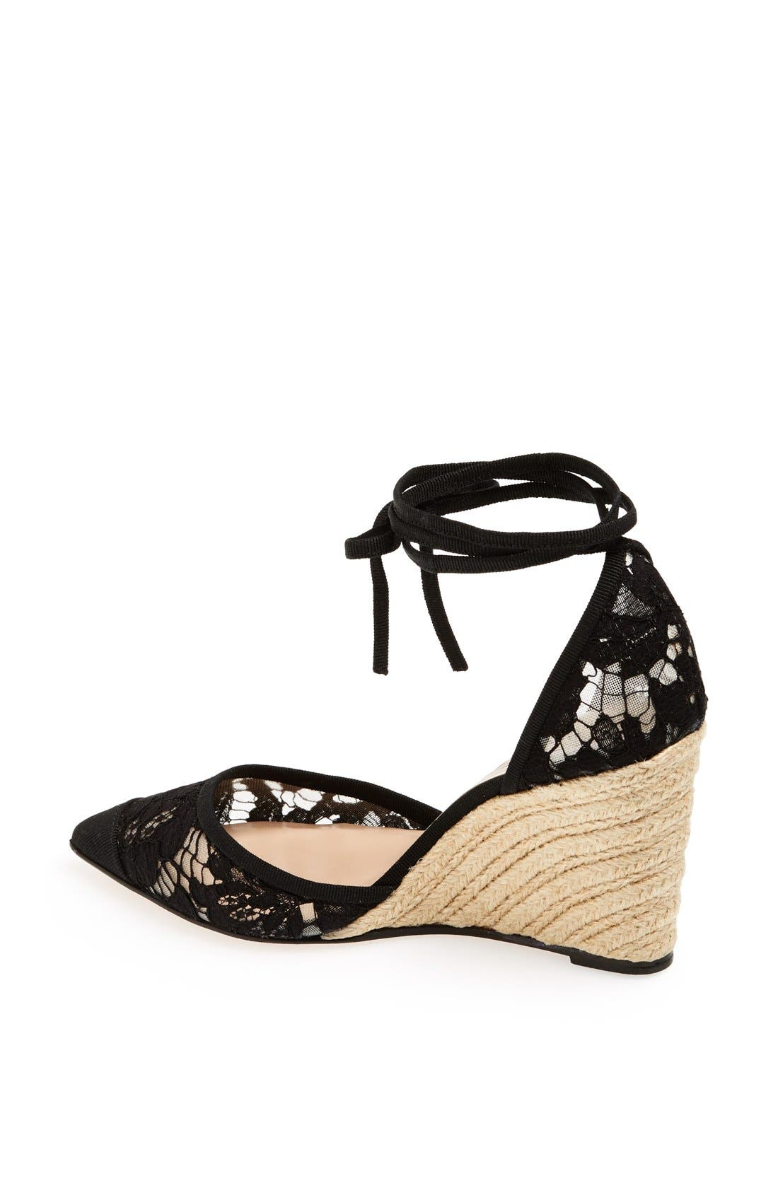 'Lace' Espadrille Wedge, Alternate, color, BLACK