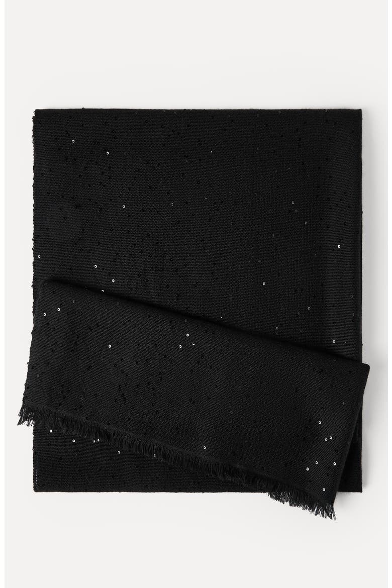 Cashmere and silk Diamond yarn scarf, Alternate, color, Black