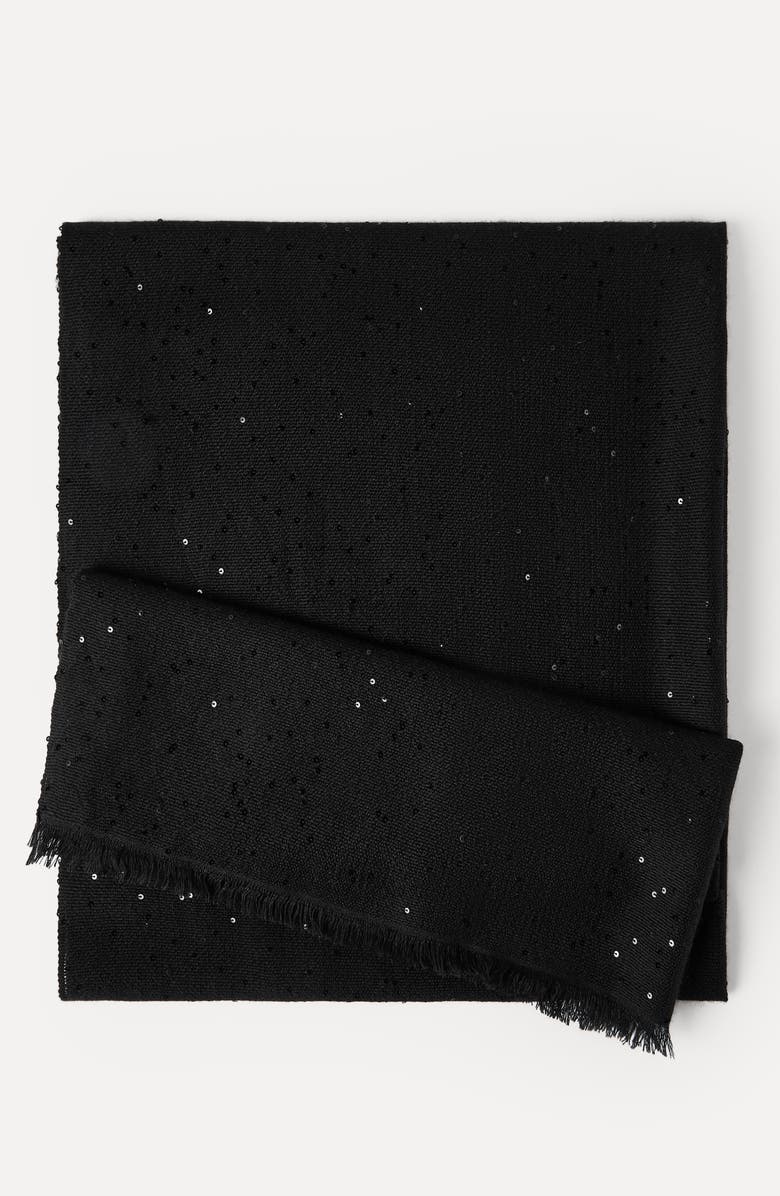 Brunello Cucinelli Cashmere and silk Diamond yarn scarf, Alternate, color, Black