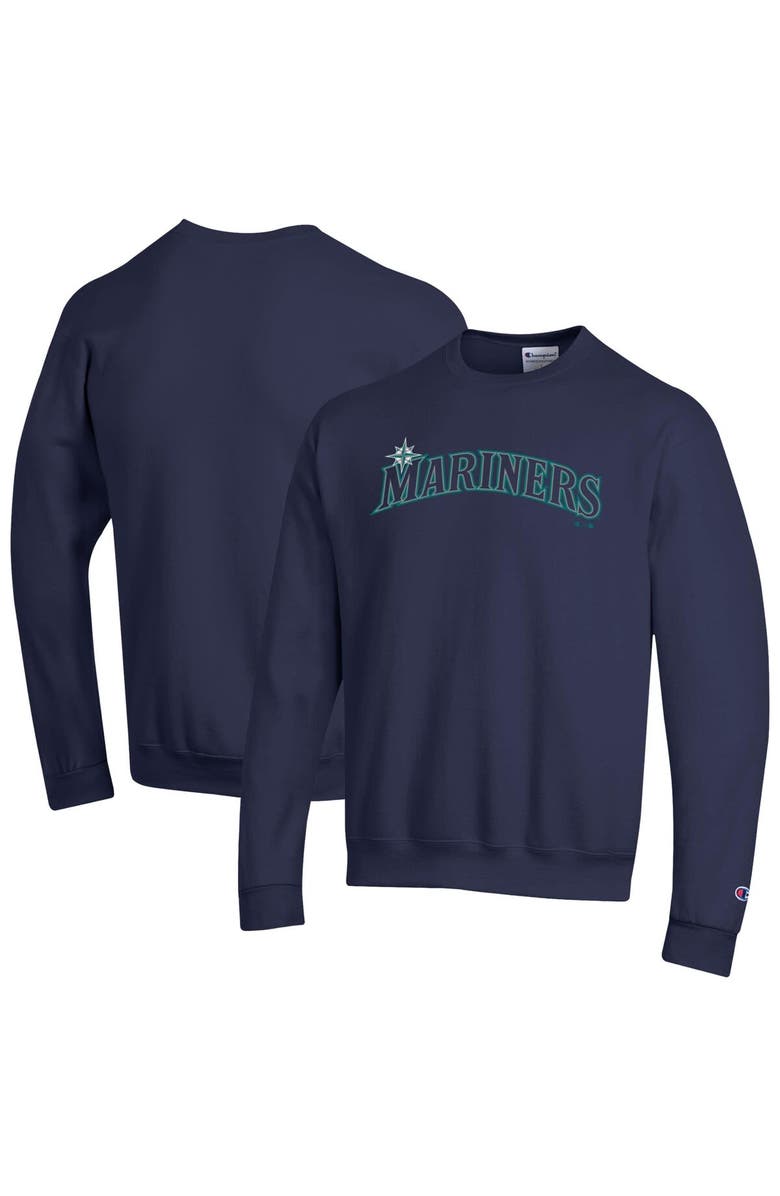 Champion Men's Champion Navy Seattle Mariners Powerblend Wordmark Sweatshirt, Main, color, Navy