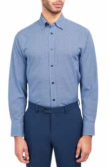 W.R.K Regular Fit Mosaic Geo Print Stretch Performance Dress Shirt
