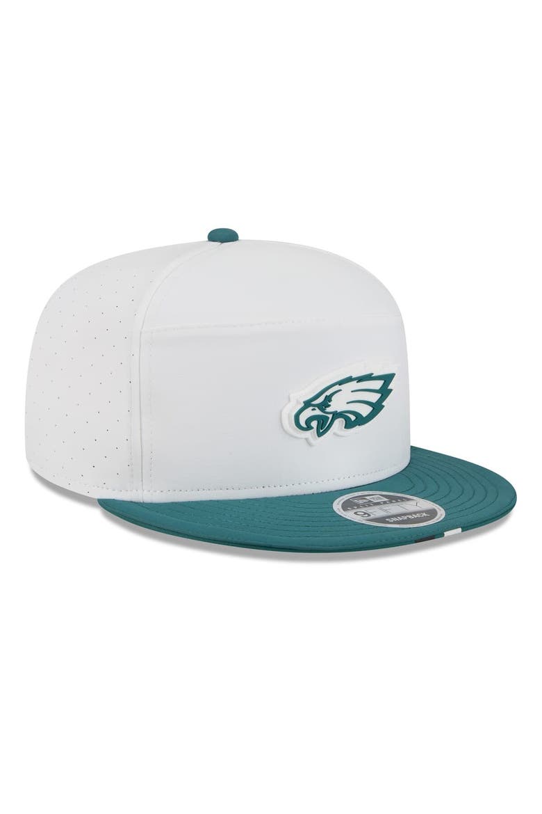 Men's New Era  White/Midnight Green Philadelphia Eagles 2025 NFL Training Camp Split Panel 9FIFTY Snapback Hat, Alternate, color, White
