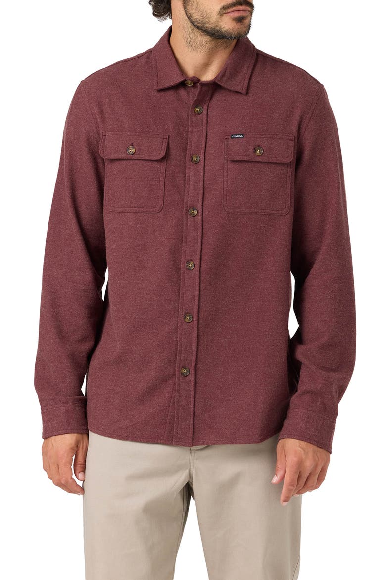 Regent Solid Cotton Flannel Button-Up Shirt, Main, color, CHOCOLATE