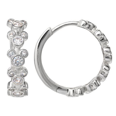 Silver Plated Cubic Zirconia Endless Hoop Earrings