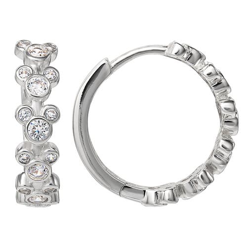 Disney Silver Plated Cubic Zirconia Endless Hoop Earrings In Metallic