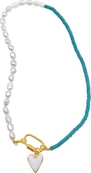 Adornia Turquoise & Freshwater Pearl Necklace