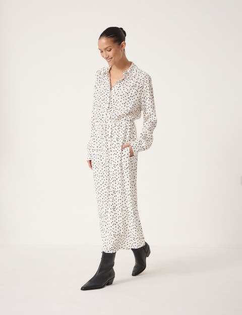 Rosey Polka Dot Midi Shirt Dress