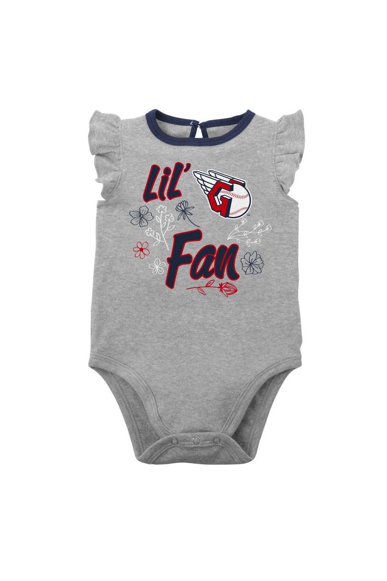 Girls Newborn & Infant Navy/Heather Gray Cleveland Guardians Little Fan Two-Pack Bodysuit Set, Alternate, color, Navy