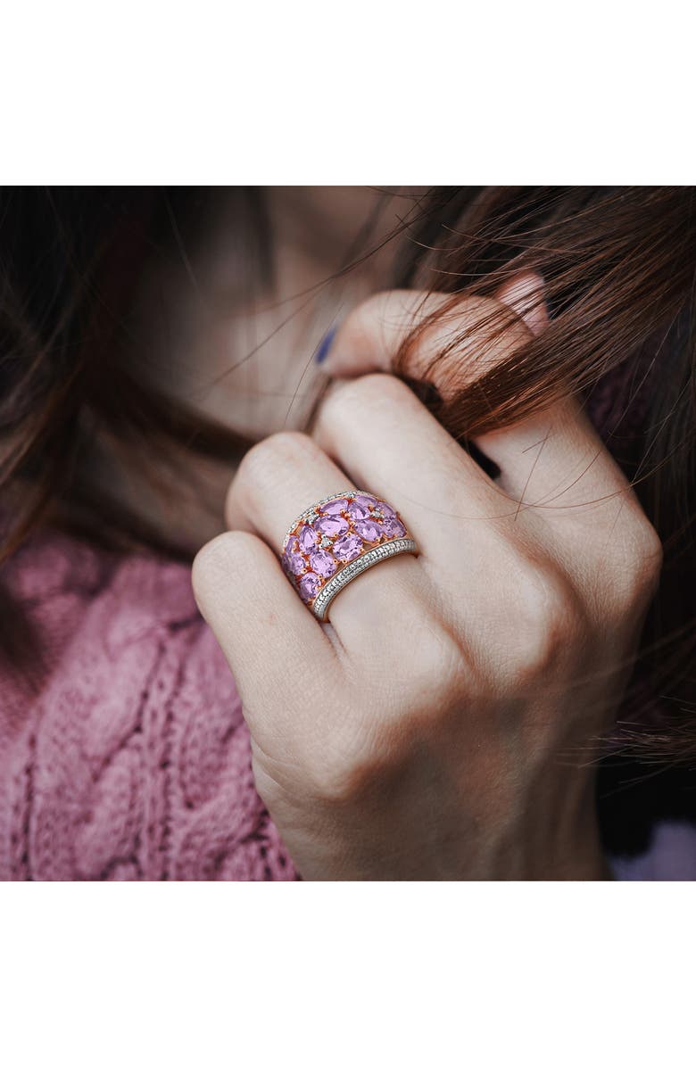 DELMAR Rose de France Amethyst & Diamond Dome Ring, Alternate, color, Purple