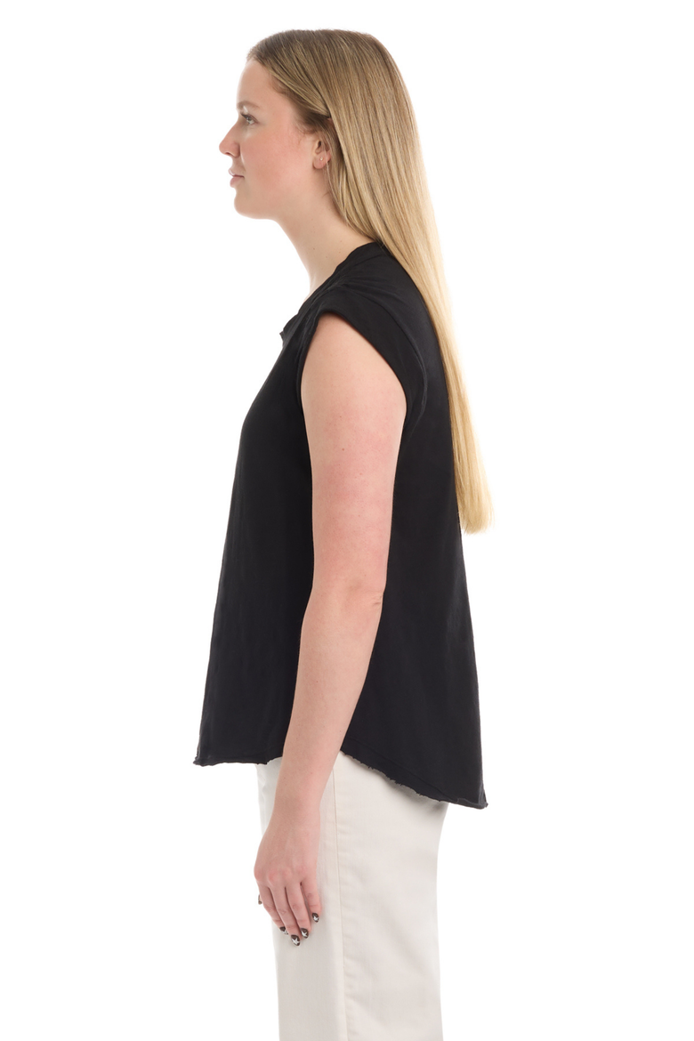Ruched Shoulder Tee, Alternate, color, Black