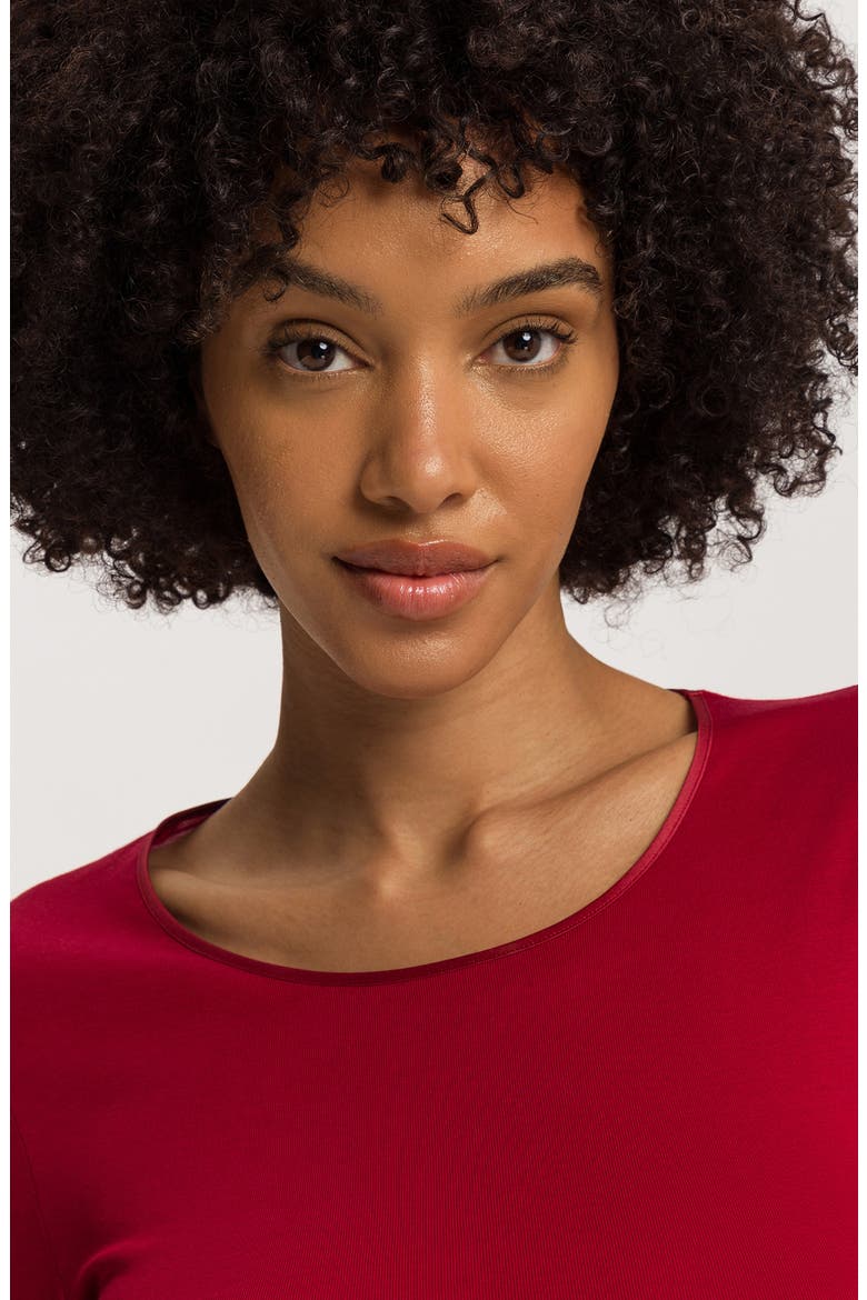 Seamless Long Sleeve Cotton Top, Alternate, color, RED DAHLIA