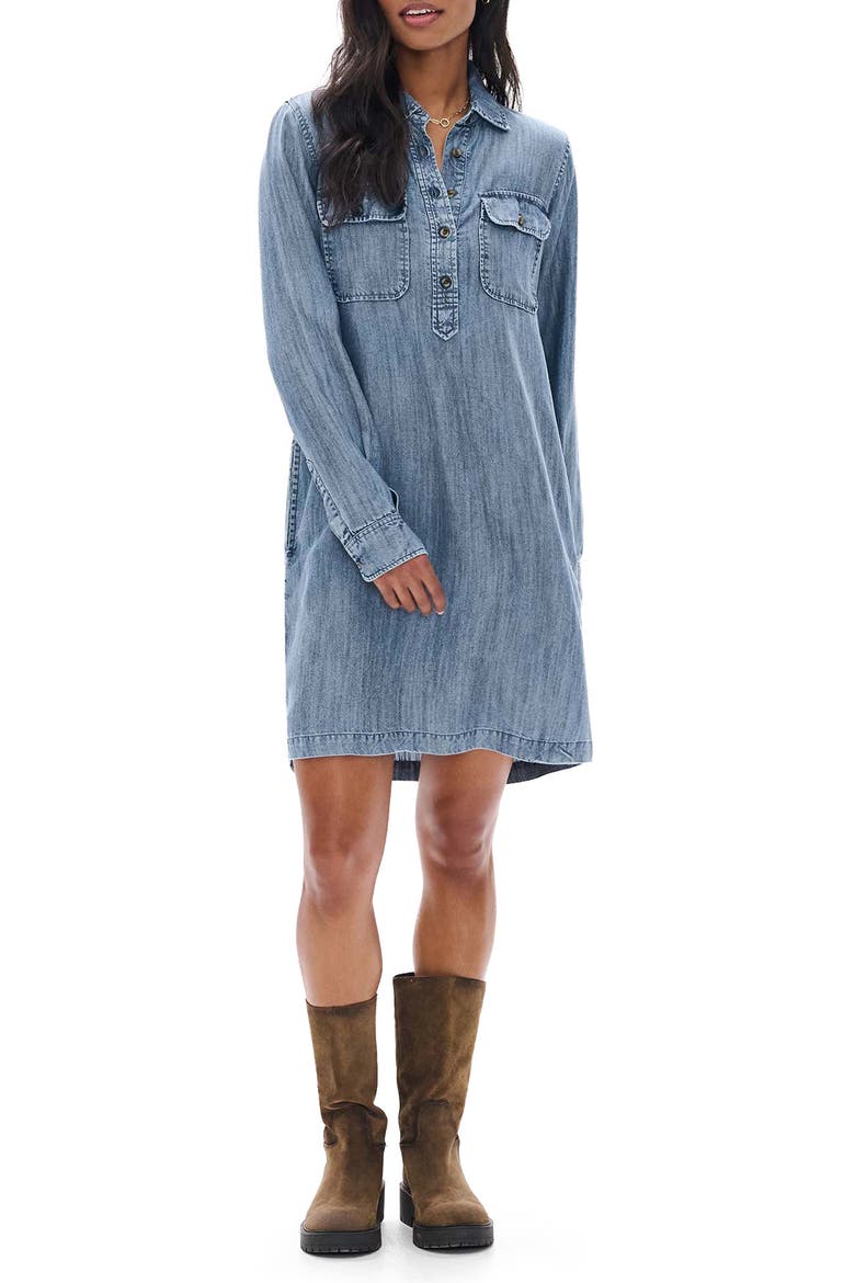 Acid-Washed Popover Dress, Alternate, color, BLUE
