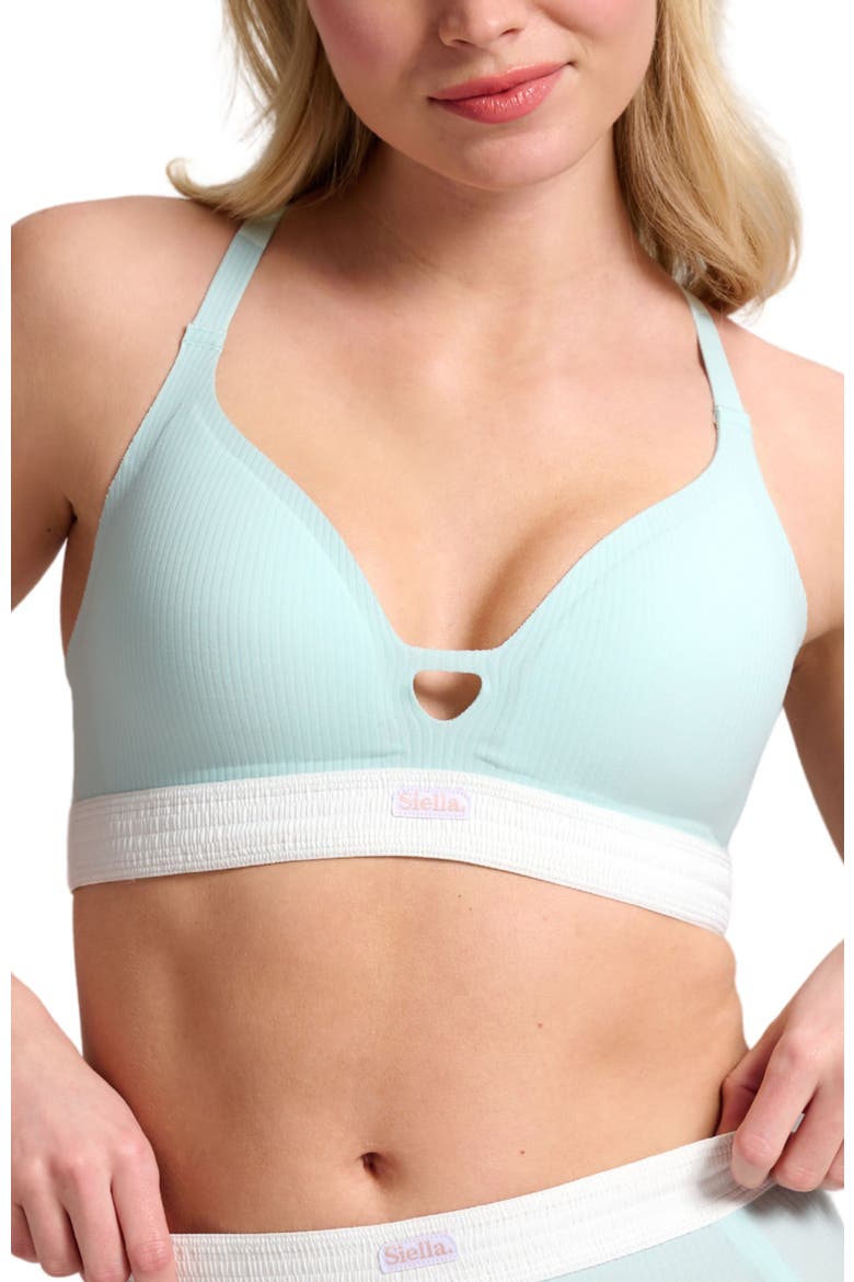 Organic Cotton Rib V-Neck Foam Bra, Main, color, Aqua Mist