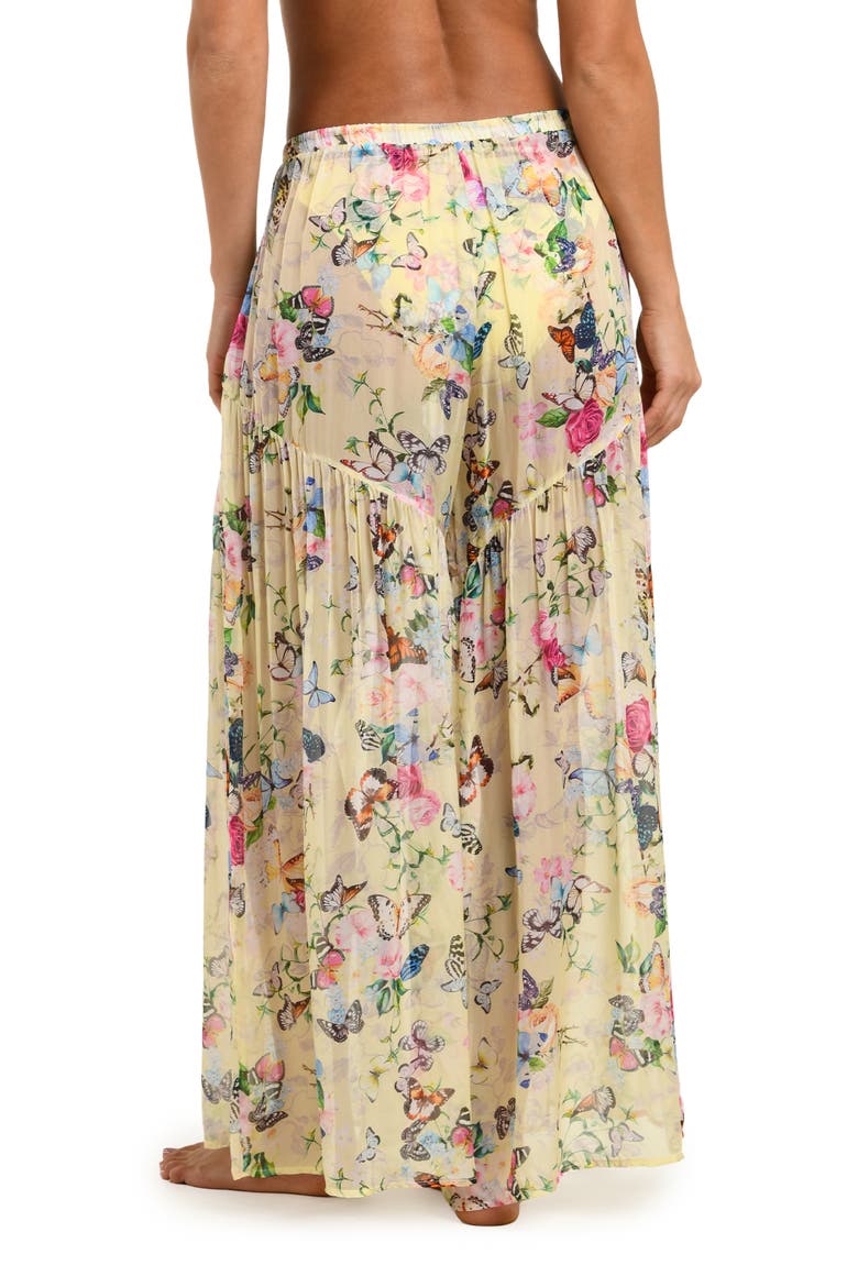 Garden Butterflies Wide Leg Cover-Up Pants, Alternate, color, YELLOW MULTI