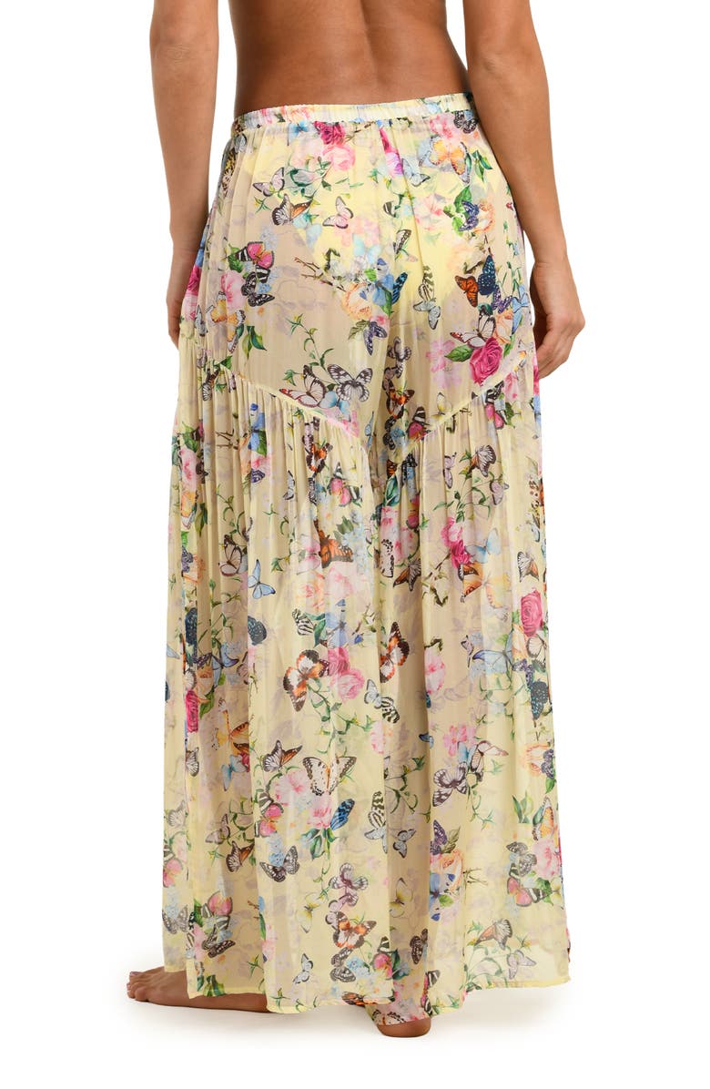 L'AGENCE Garden Butterflies Wide Leg Cover-Up Pants, Alternate, color, Yellow Multi