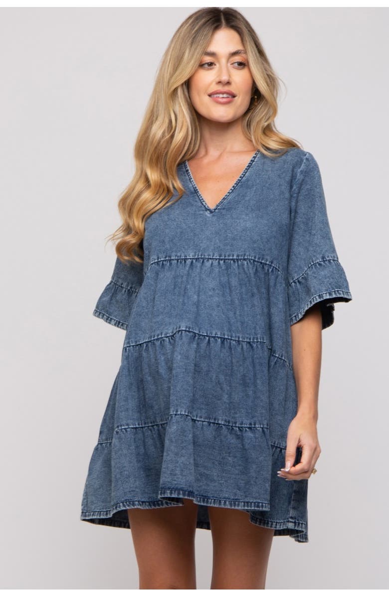 PinkBlush Vintage Wash Tiered Dress, Main, color,