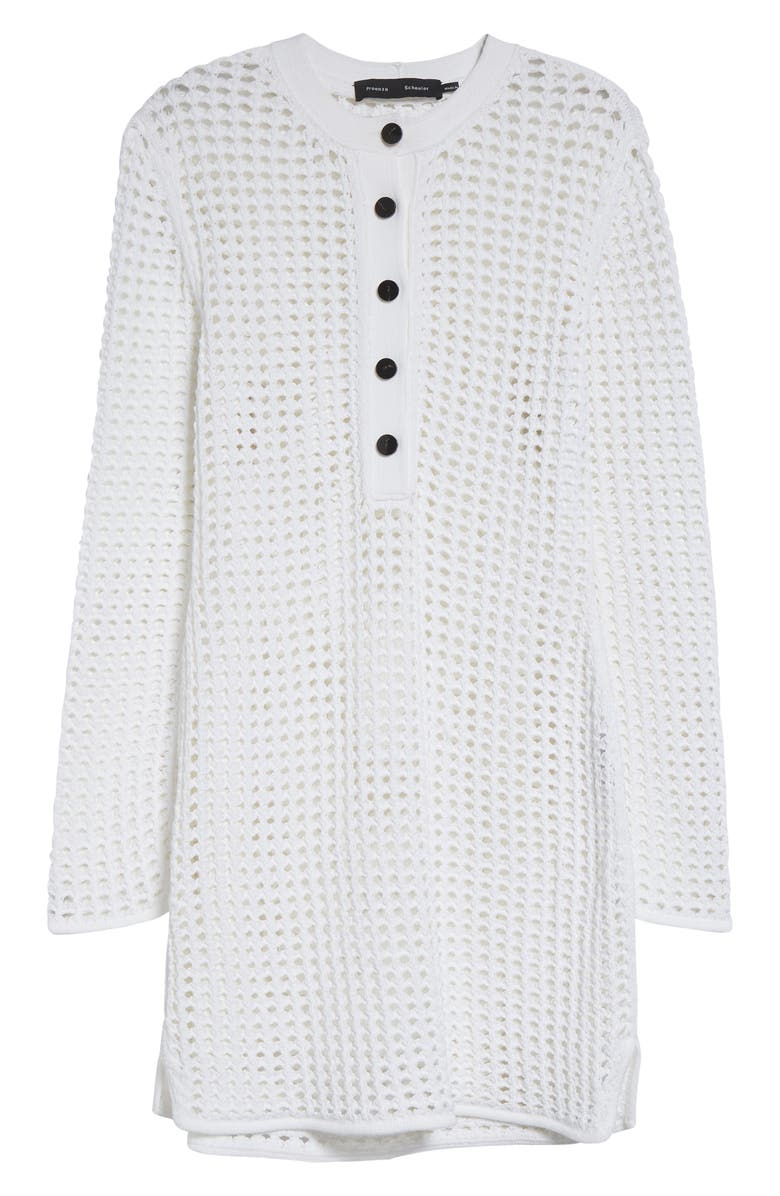 Proenza Schouler Micah Long Sleeve Open Knit Sweater Dress, Alternate, color, Off White