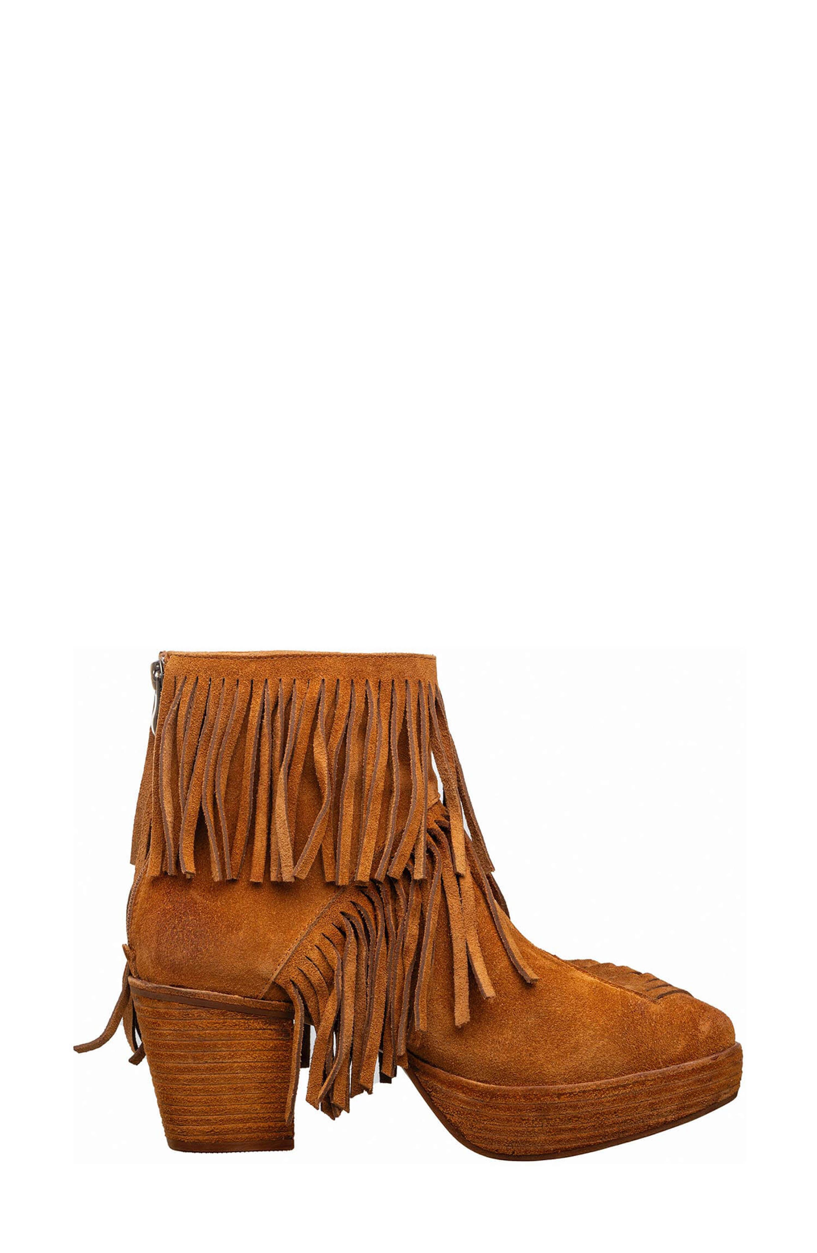 ANTELOPE Ember Fringed Suede Boot, Alternate, color, Cognac