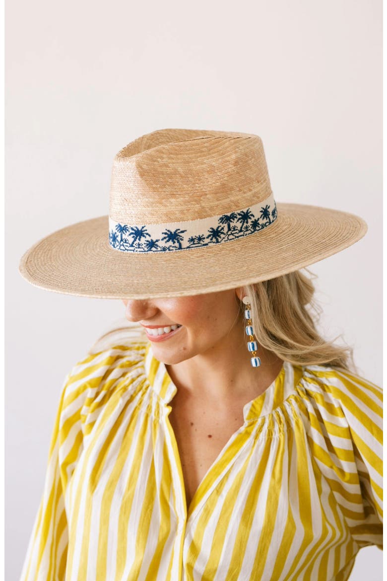 Tropical Toile Palm Straw Straw Hat, Alternate, color, NATURAL MULTI