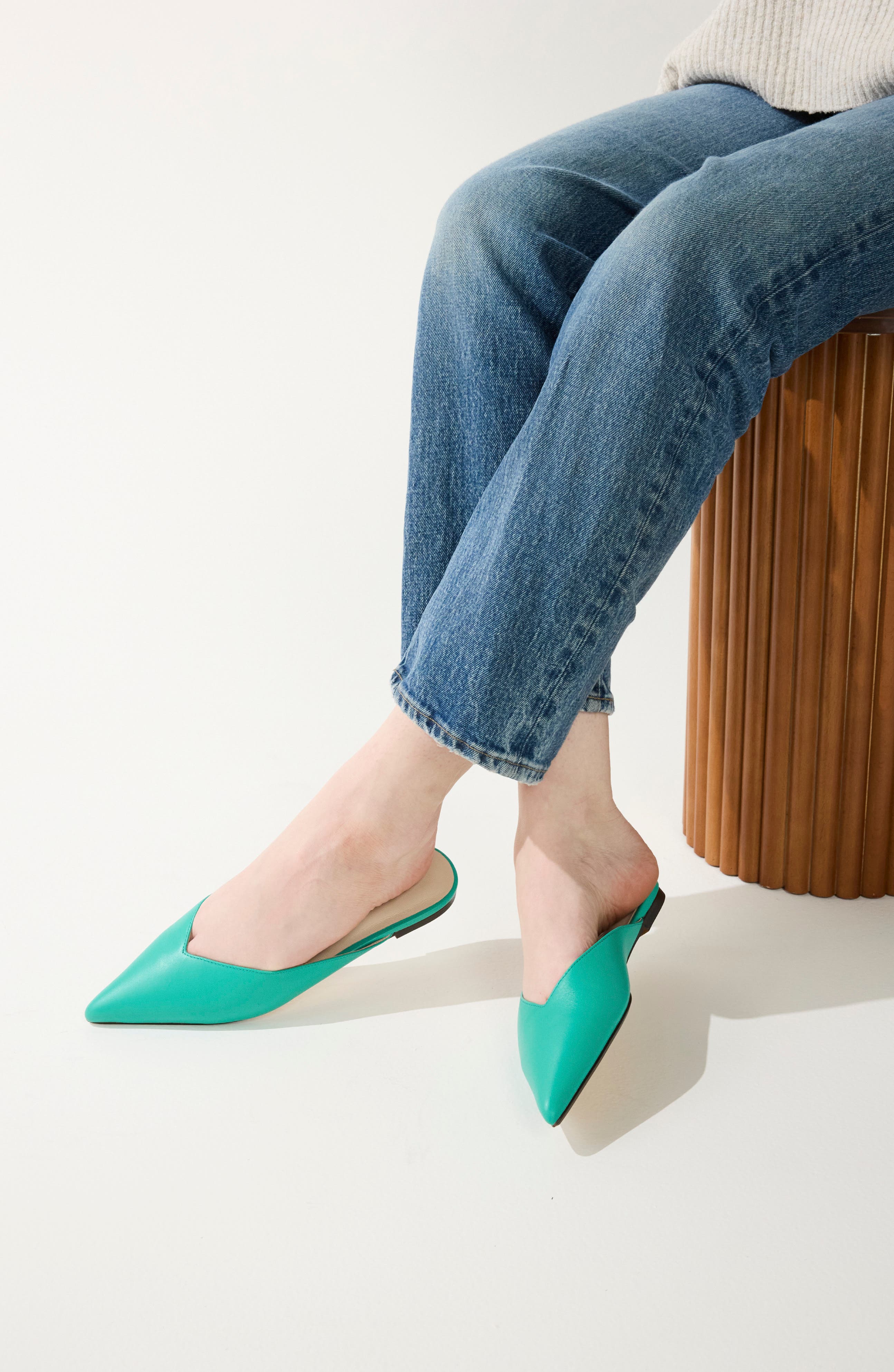 Yosi Samra Nera Pointed Toe Flat, Alternate, color, Teal