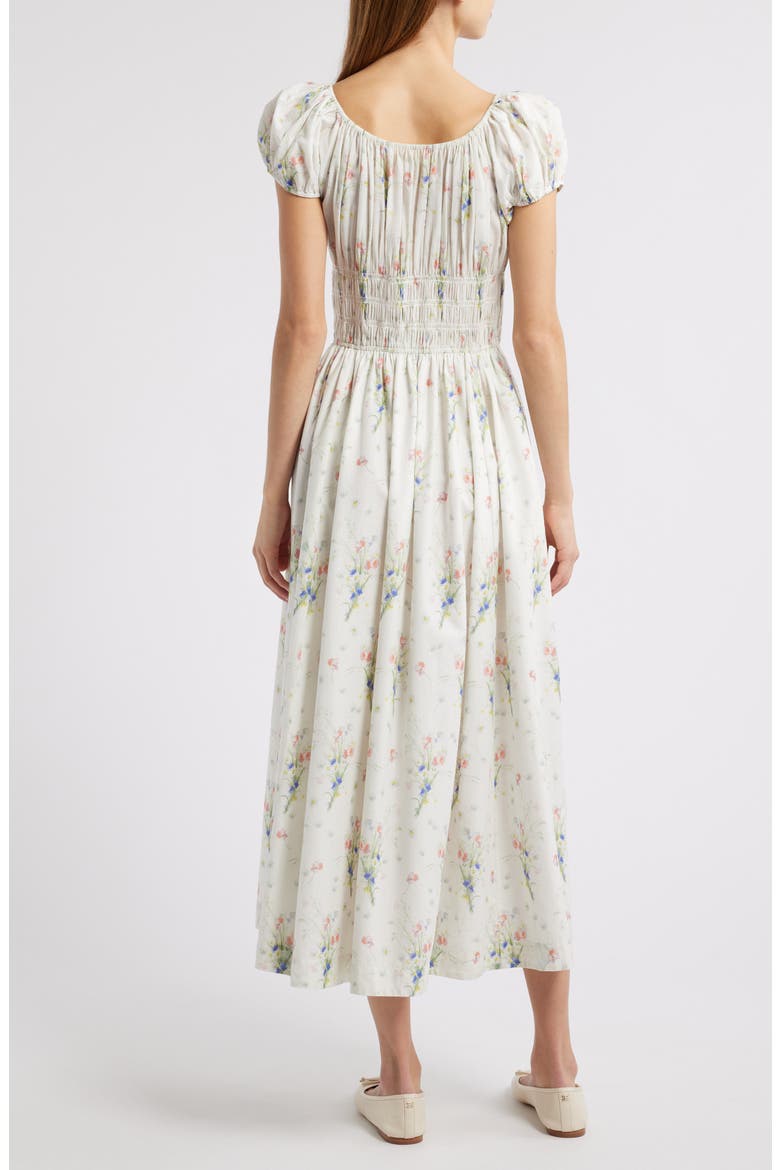 Quinley Floral Organic Cotton Midi Dress, Alternate, color, PAINTED BOUQUET