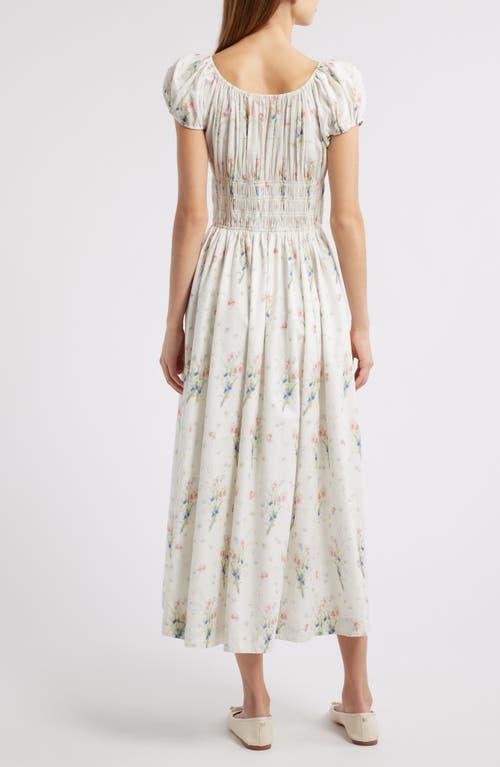 Doen Dôen Quinley Floral Organic Cotton Midi Dress In Painted Bouquet