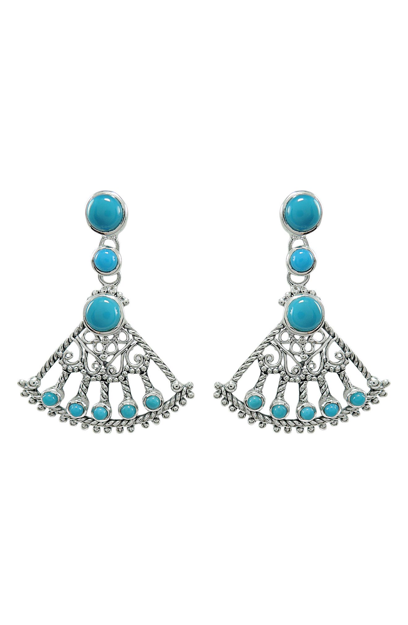 Turquoise Fan Drop Earrings