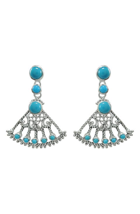 Turquoise Fan Drop Earrings