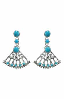 Turquoise Fan Drop Earrings