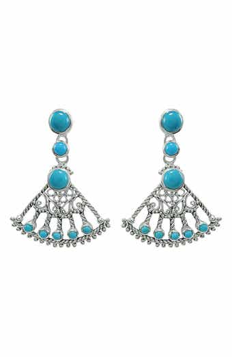 Turquoise Fan Drop Earrings