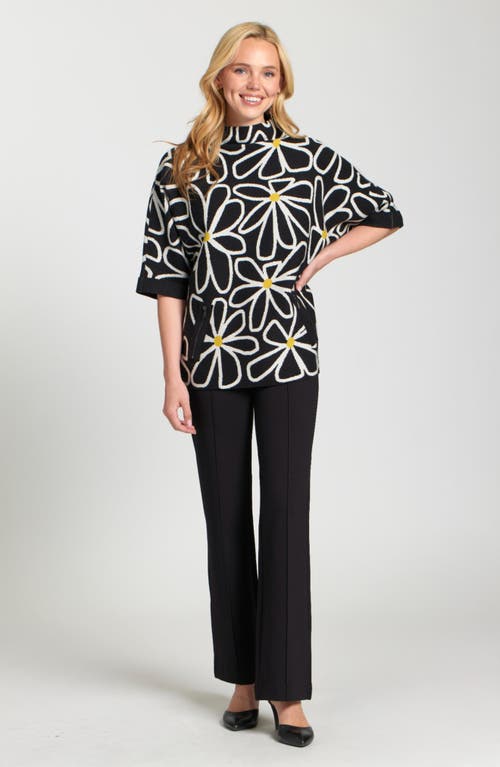 Apny Whimsical Floral Sweater In Black
