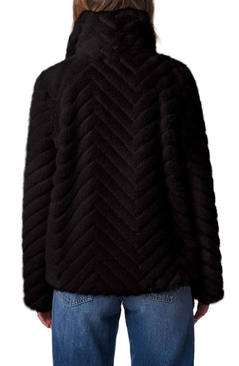 Bernardo Chevron Quilted Faux Fur Jacket, Alternate, color, 