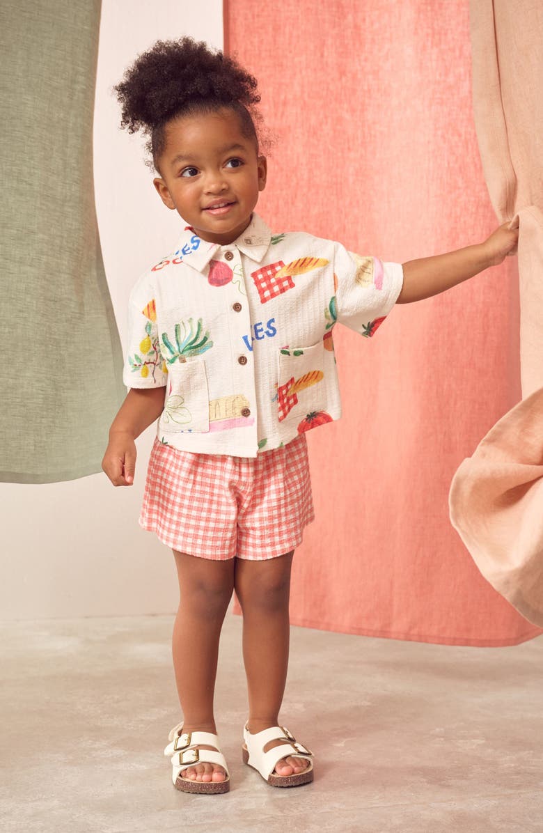 NEXT Kids' Print Shirt & Gingham Shorts Set, Alternate, color, Red