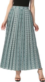 Kimi & Kai Women's Print Box Pleat Maxi Skirt
