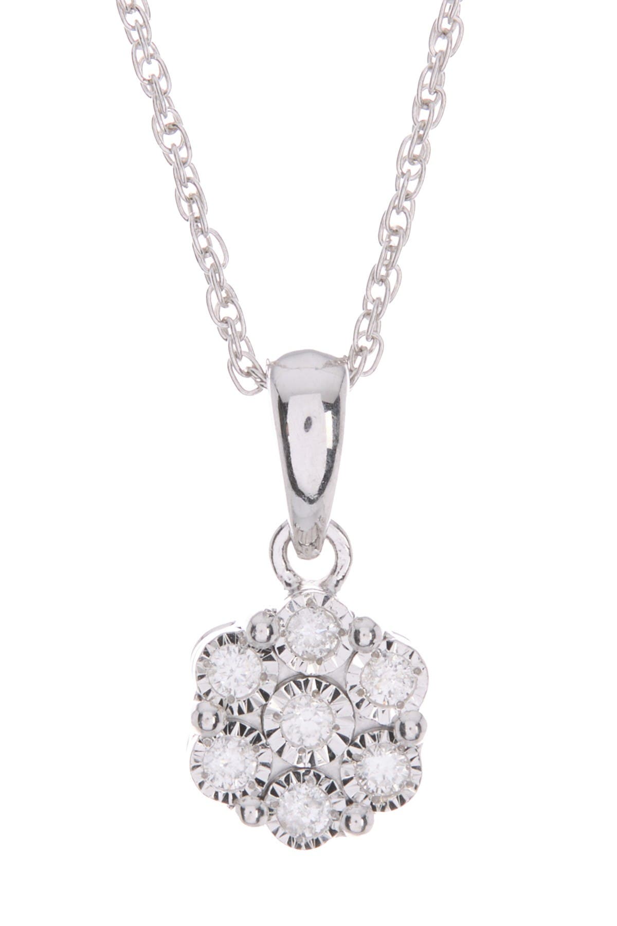 EFFY Sterling Silver Diamond Clover Pendant Necklace - 0.10 ctw
