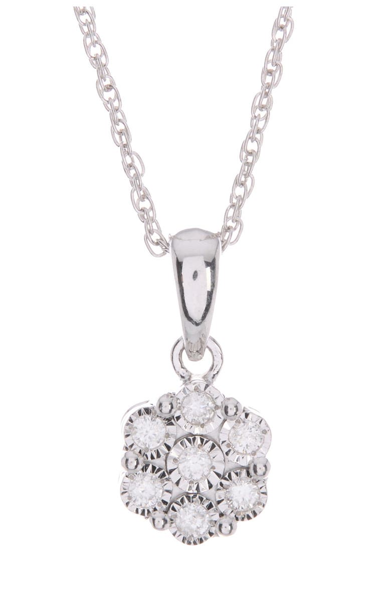 EFFY Sterling Silver Diamond Clover Pendant Necklace - 0.10 ctw, Main, color, White