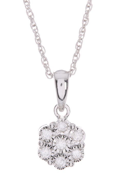 Sterling Silver Diamond Clover Pendant Necklace - 0.10 ctw
