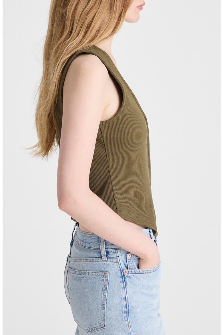 Rib V-Neck Vest, Alternate, color, FADED IVY