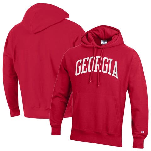 Men's Champion Red Georgia Bulldogs Team Arch Reverse Weave Pullover Hoodie